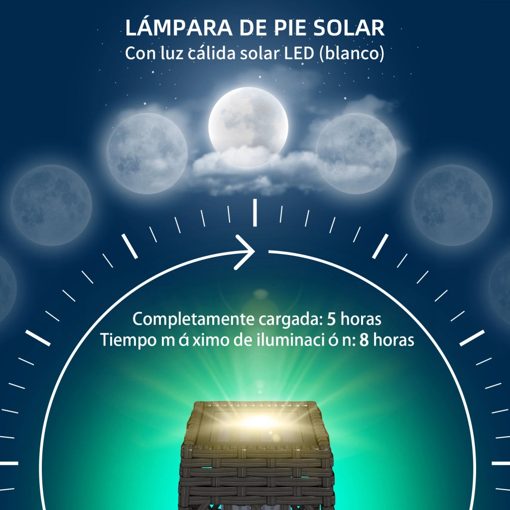 Lampada Solare Rattan Sintetico LED Automatica ¨C Xylo ¨C Grigio 20x20x68cm