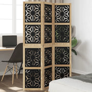Divisorio Ambienti | Divider per stanze | Paravento 3 Pannelli Marrone e Nero Massello Paulownia