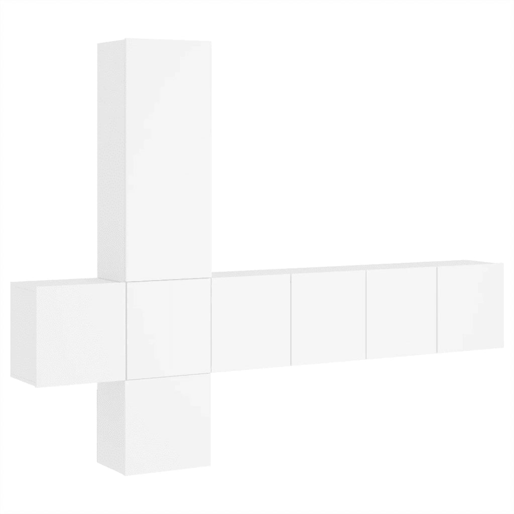 Mobili TV a Muro 5pz Bianchi in Legno Multistrato 3216457