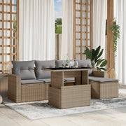 Set Divano da Giardino 6 pz con Cuscini Beige in Polyrattan 3267239