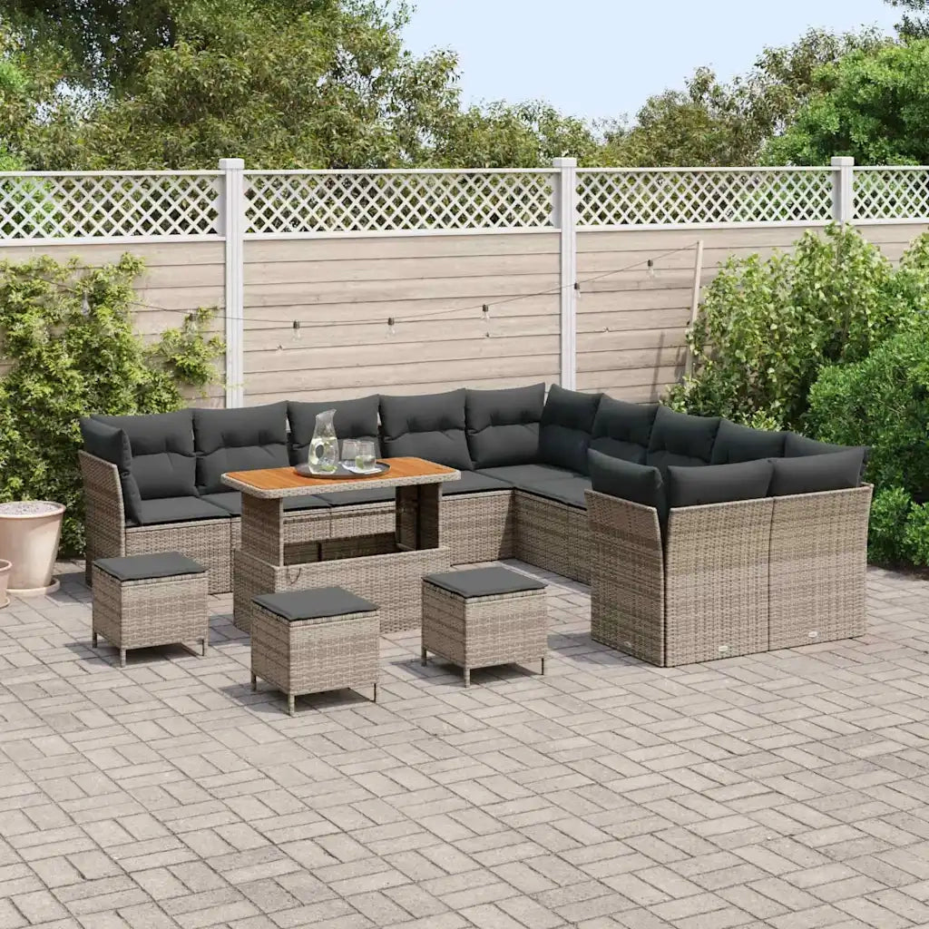 Set Divano da Giardino 14 pcs Grigio polyrattan 3361553