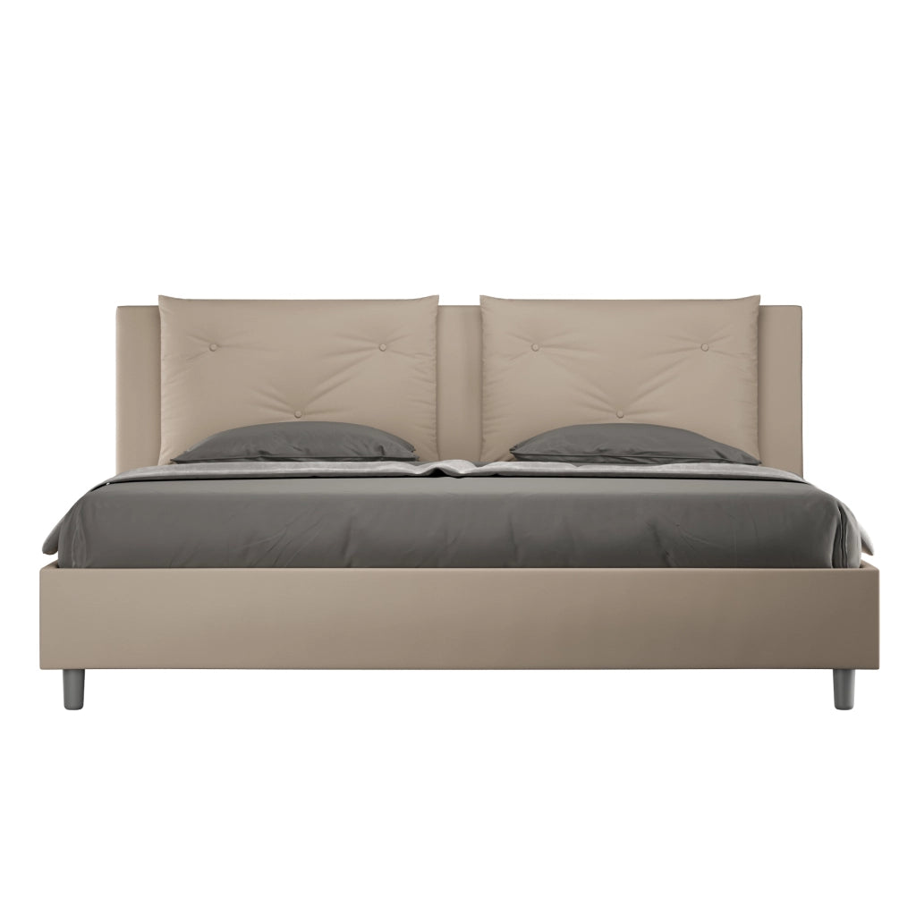 BS COM Letto senza rete imbottito 180x210 similpelle tortora