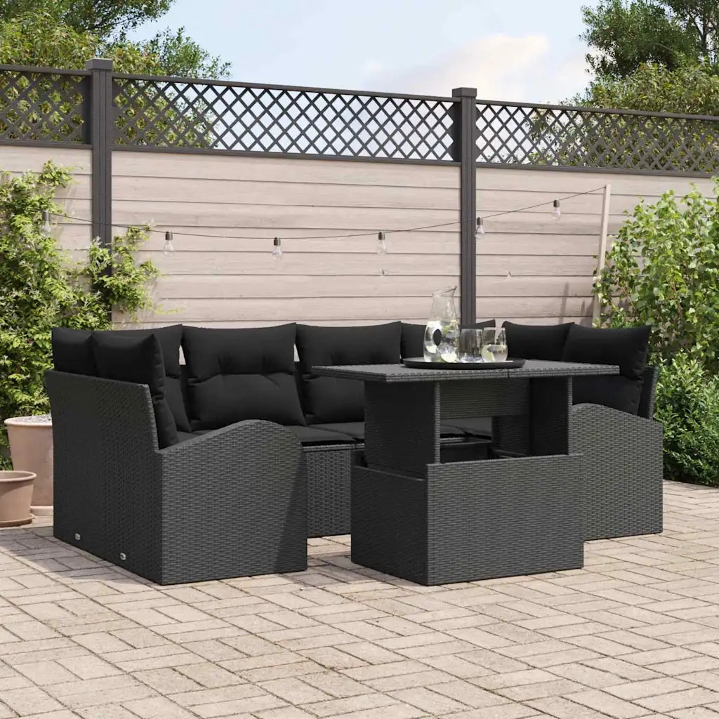 Set Divano da Giardino 7 pcs Nero Rattan in Polipropilene 3357316