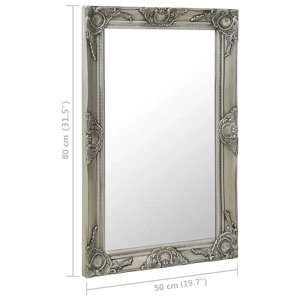 Specchio da Parete Stile Barocco-Specchio a Muro-Specchio Decorativo 50x80 cm Argento