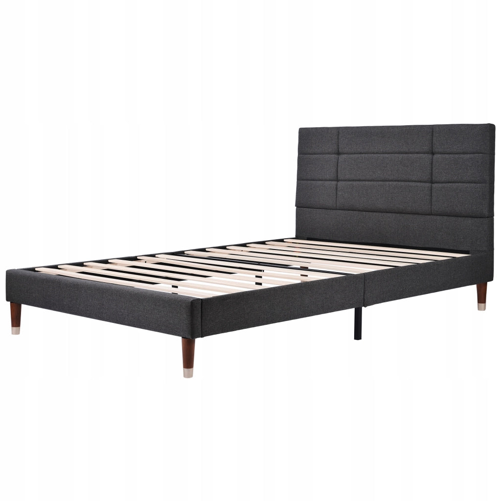 Letto imbottito 140x200 - Xylo - Grigio scuro, lino