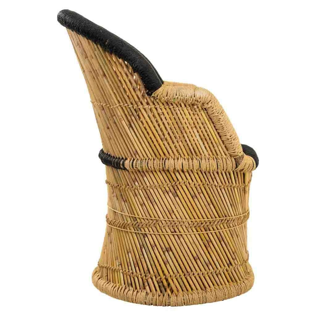 Poltrona in bambù con braccioli marroni 63x46x89h