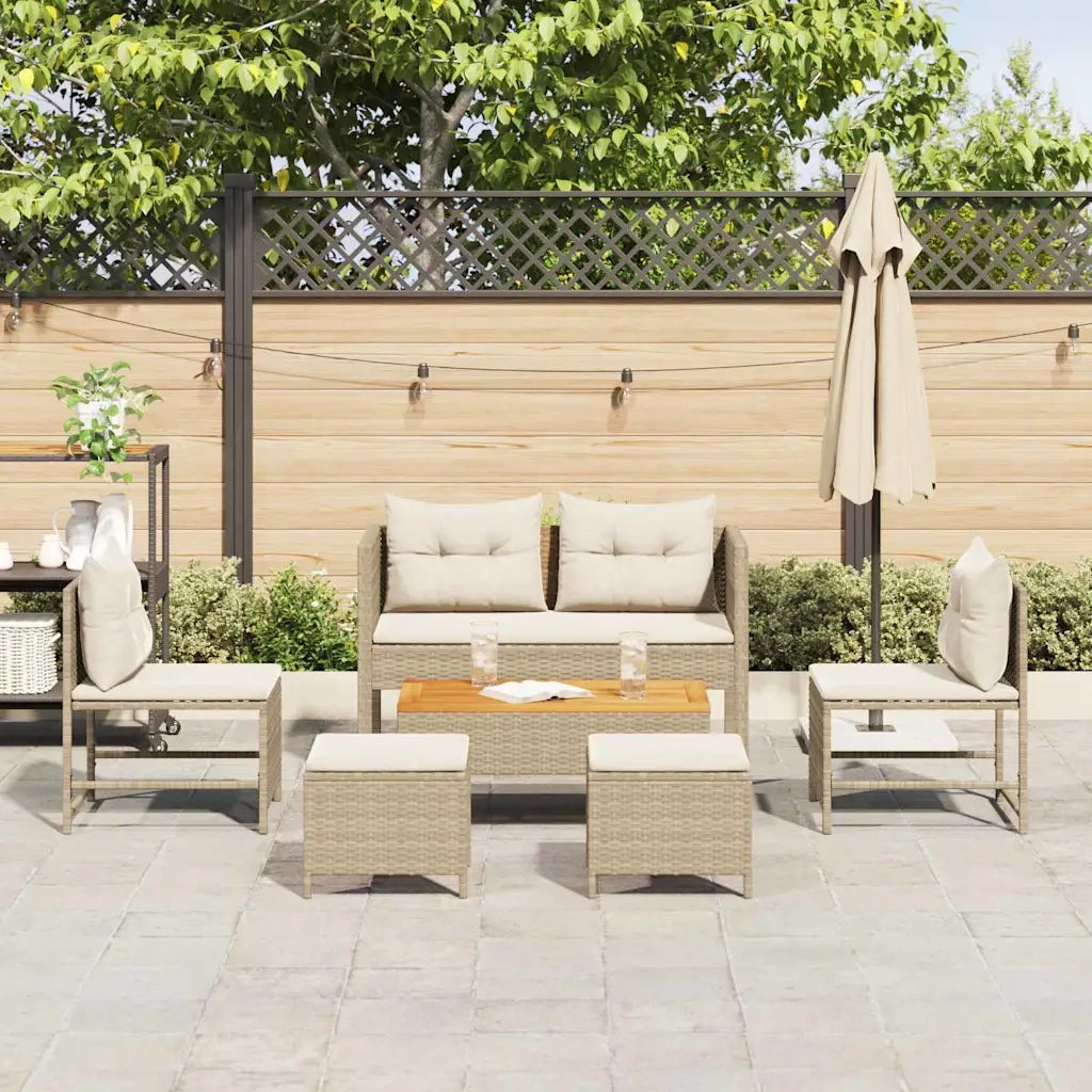 Set Divano da Giardino 6 pcs Beige e Crema polyrattan 4104703