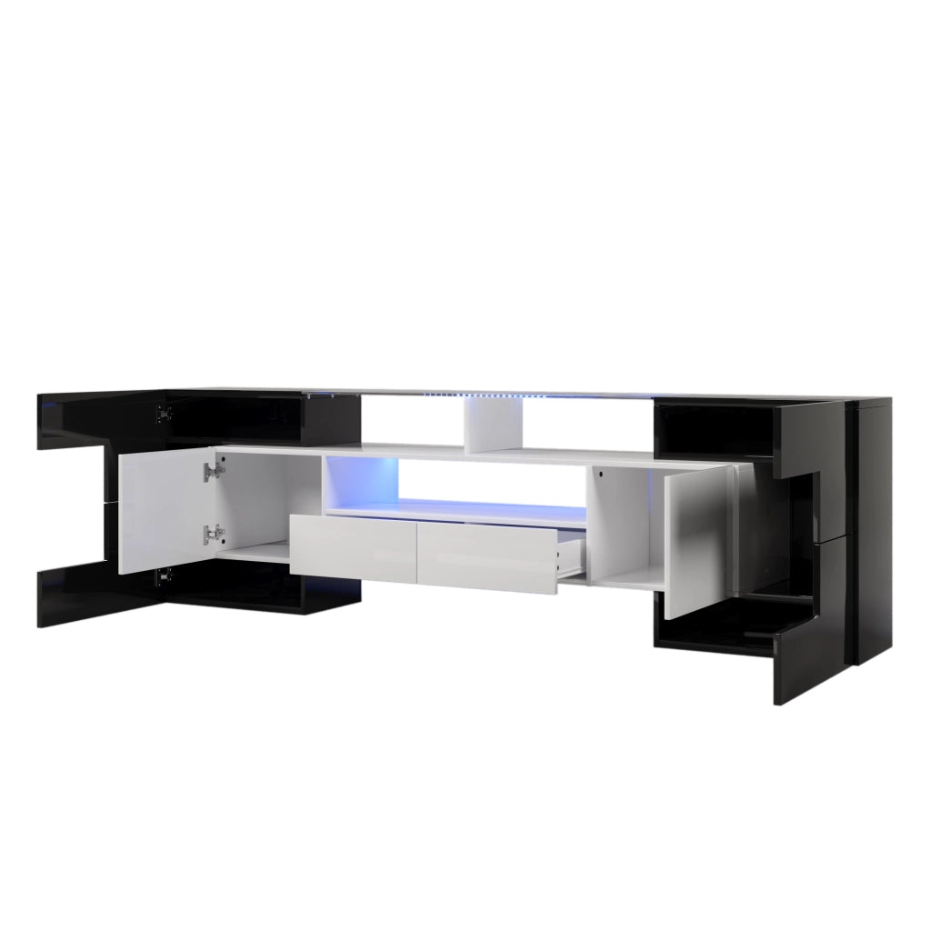 Mobile TV elegante - Zephmum - 200 cm - Bianco e nero - LED
