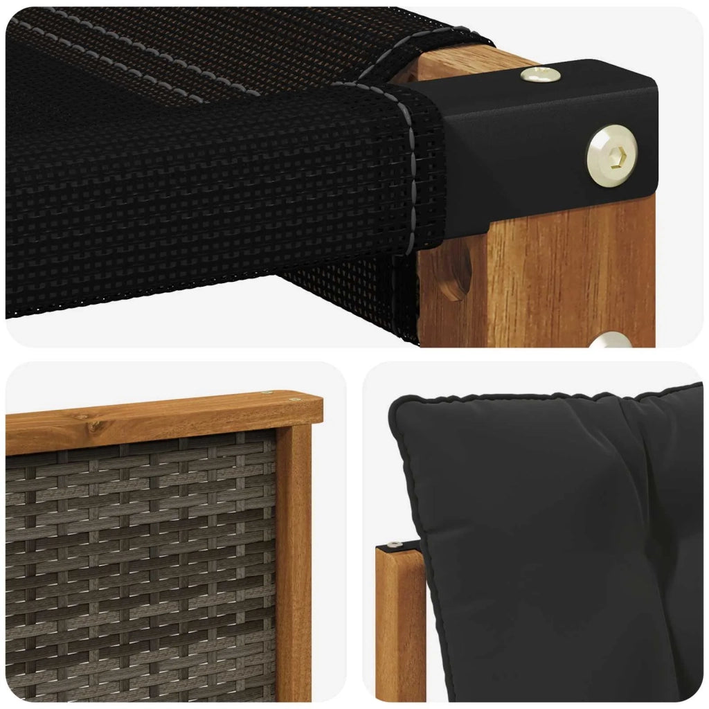 Set di divani da esterno con cuscino 7 pcs Naturale e Nero 3382188