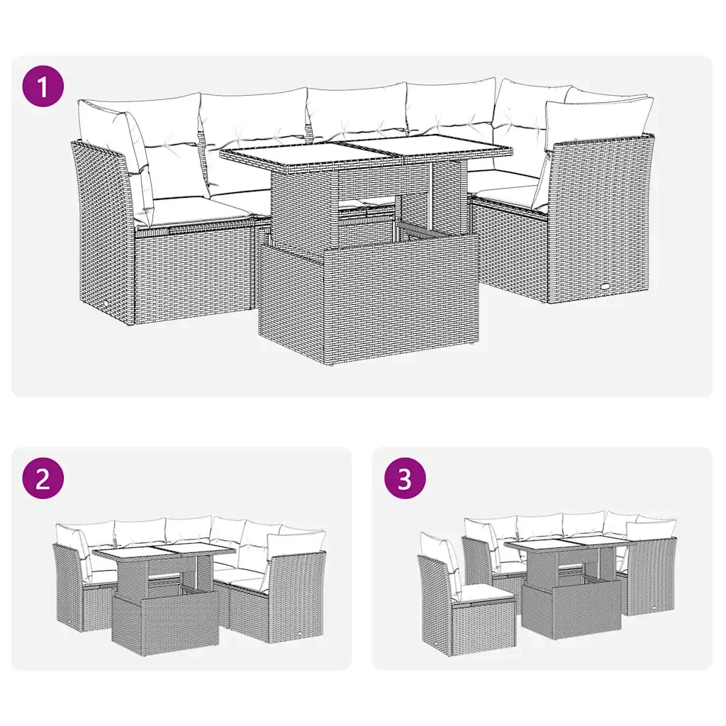 Set Divano da Giardino 6pz con Cuscini Grigio Chiaro Polyrattan 3326163