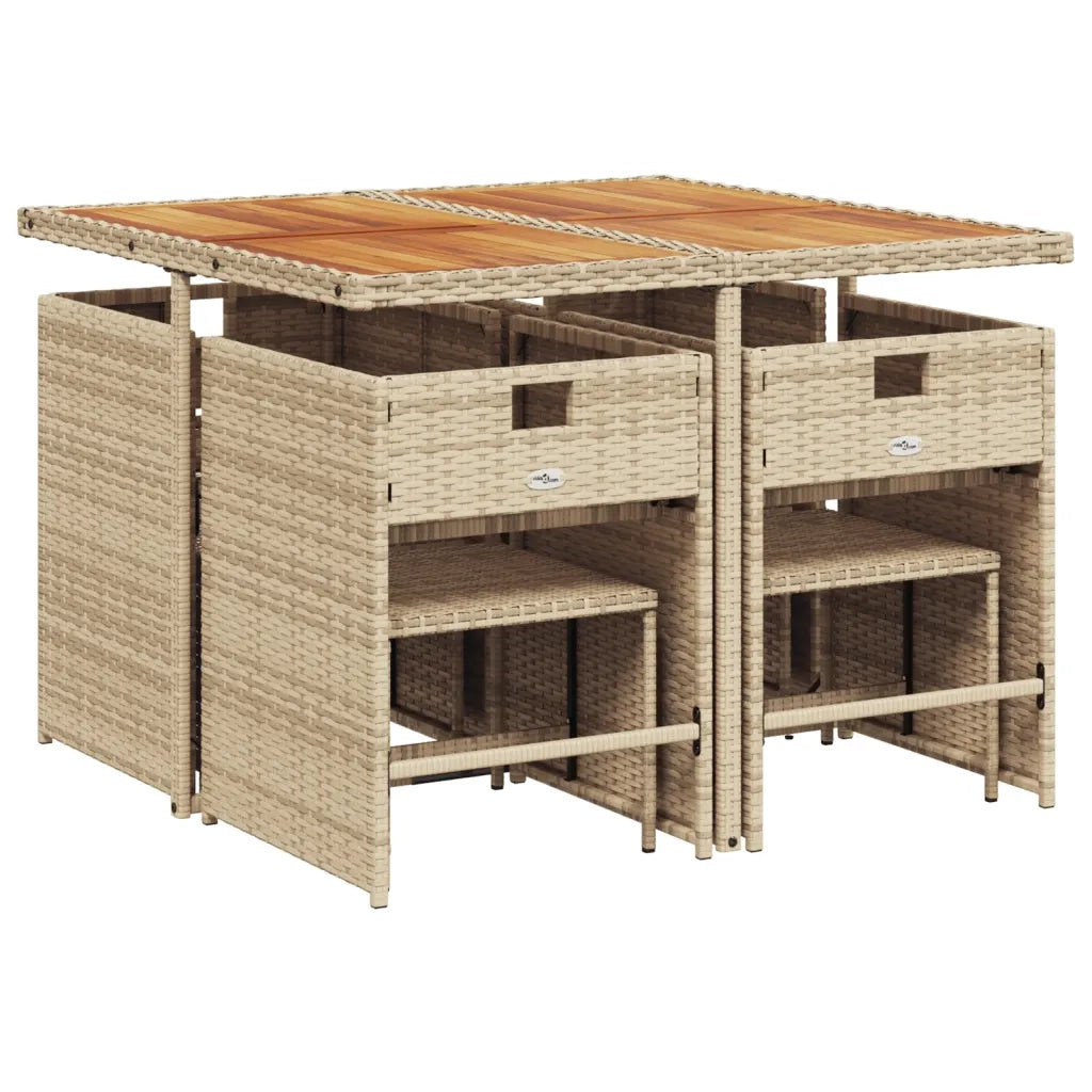 Set da Pranzo da Giardino 9 pz con Cuscini Beige in Polyrattan 3277911