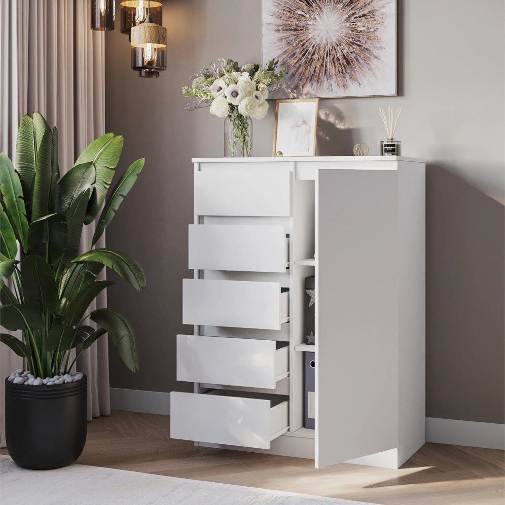 Commode SOLA - Bianco - 4 Cassetti - Larghezza 83 cm, Altezza 114 cm, Profondit? 43 cm