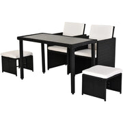 Set da pranzo in poliratano Set da pranzo da 11 pezzi. Set da giardino con cuscini Neri impermeabili e alla moda per giardino e terrazza