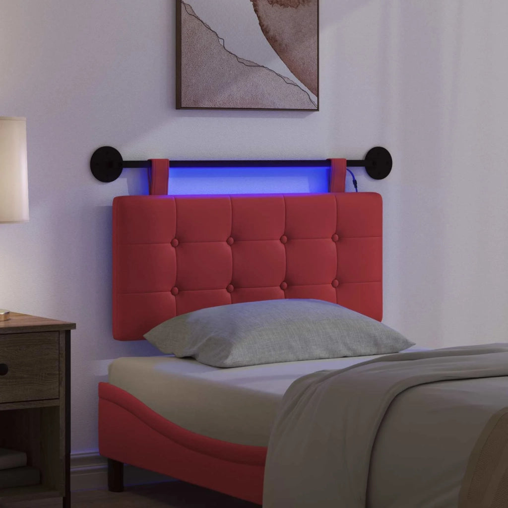 Testiera sospesa Con luce LED Rosso Similpelle 3424382