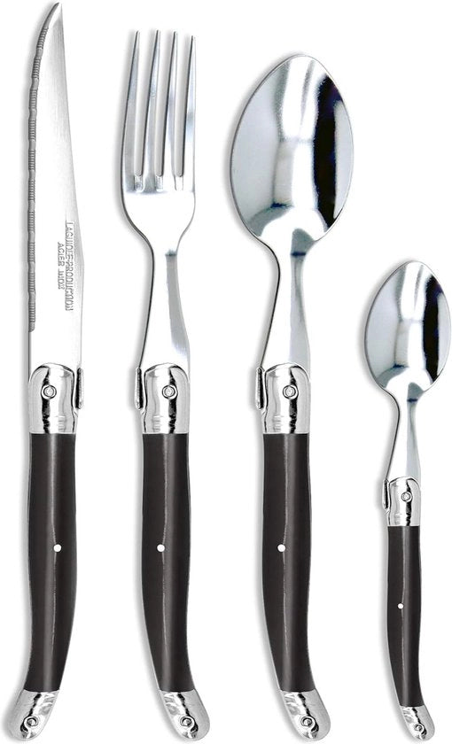 Set di cucina in acciaio inox, 24 pezzi, nero