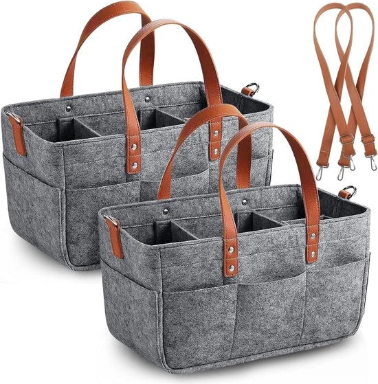 Carrello Premium Opvougbile a 2 pezzi con contenitore - 38 x 23 x 18 cm - Nero scuro
