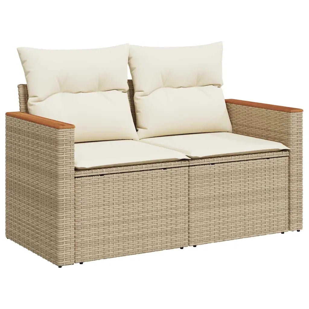 Set Divano da Giardino 9 pcs Beige polyrattan