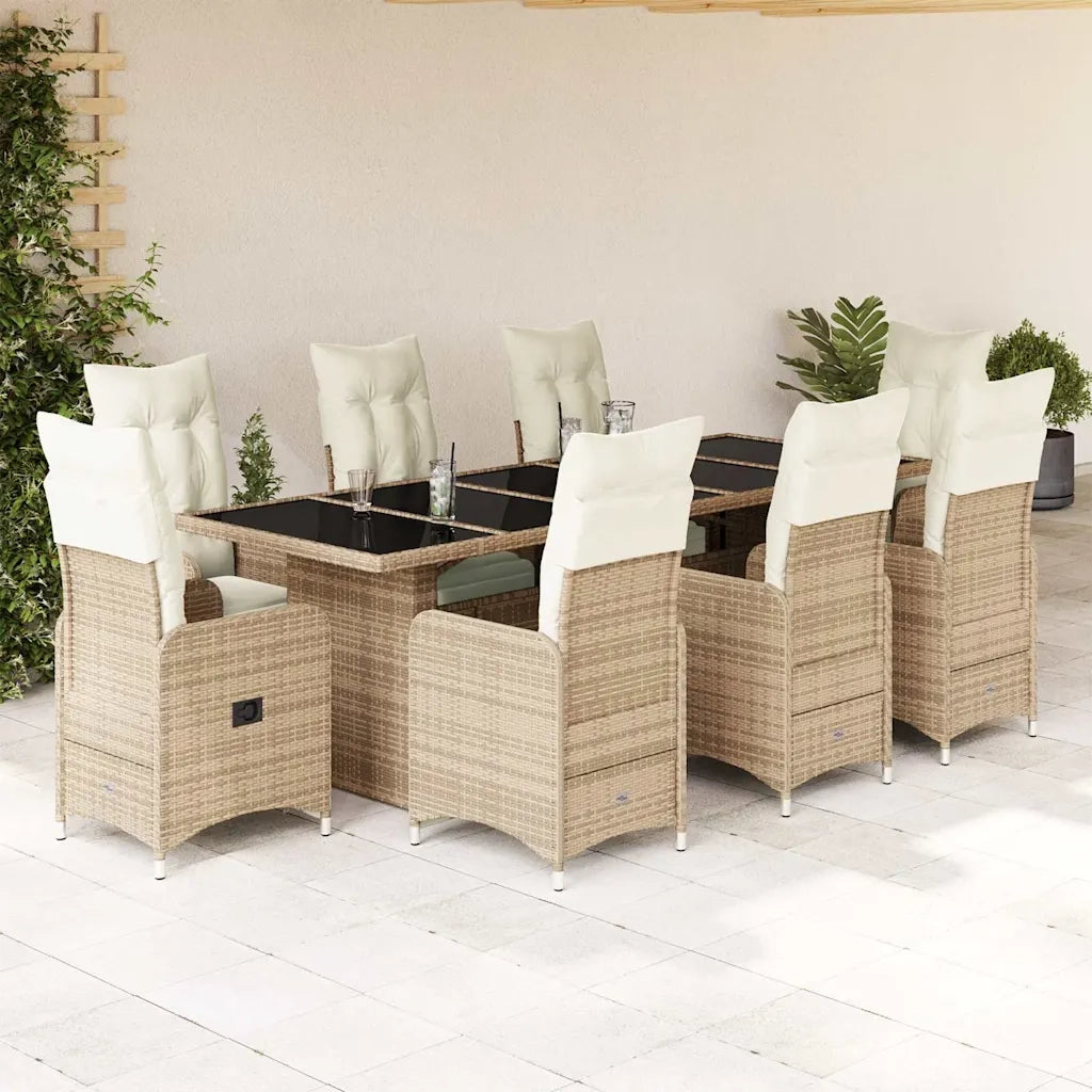 Set da Bistrò da Giardino 9 pz con Cuscini Beige in Polyrattan 3277299