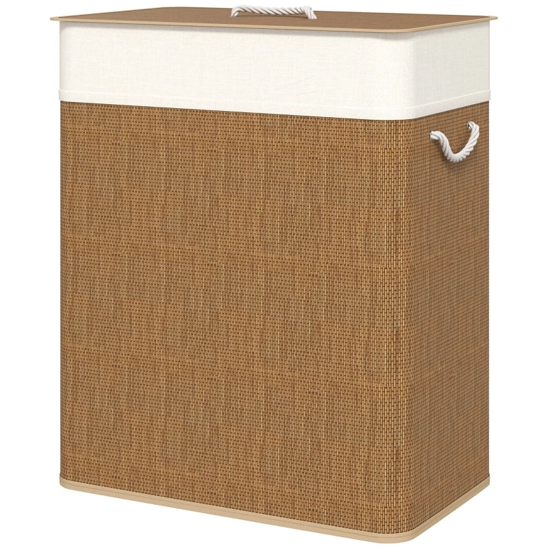 CESTO PORTABIANCHERIA 100 L 52x32x63 cm Bambù Marrone con coperchio