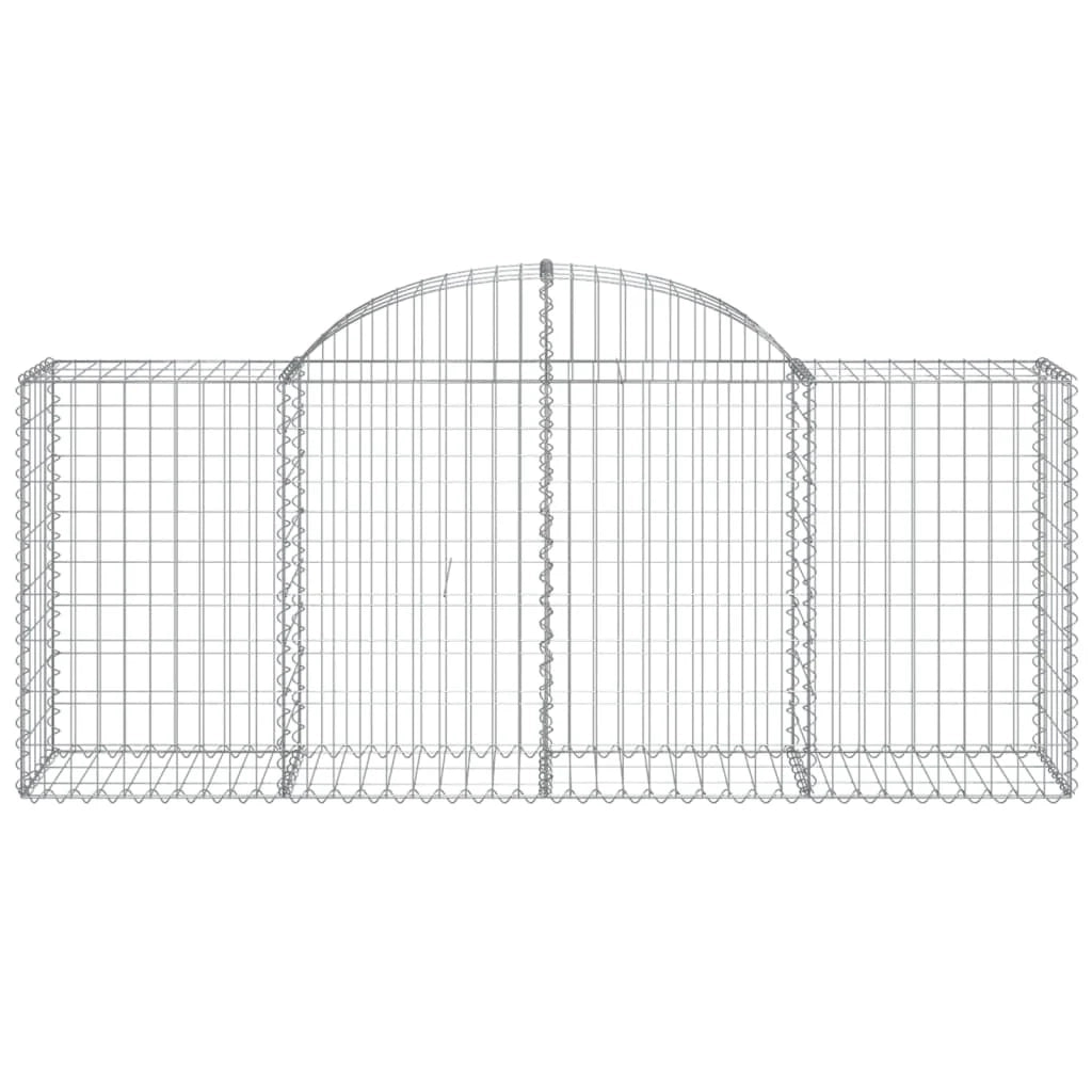 Cestini gabbioni recinzione a gabbia muro di contenimento ad arco 13 pezzi 200 x 50 x 80/100 cm ferro zincato argento 02_0040383