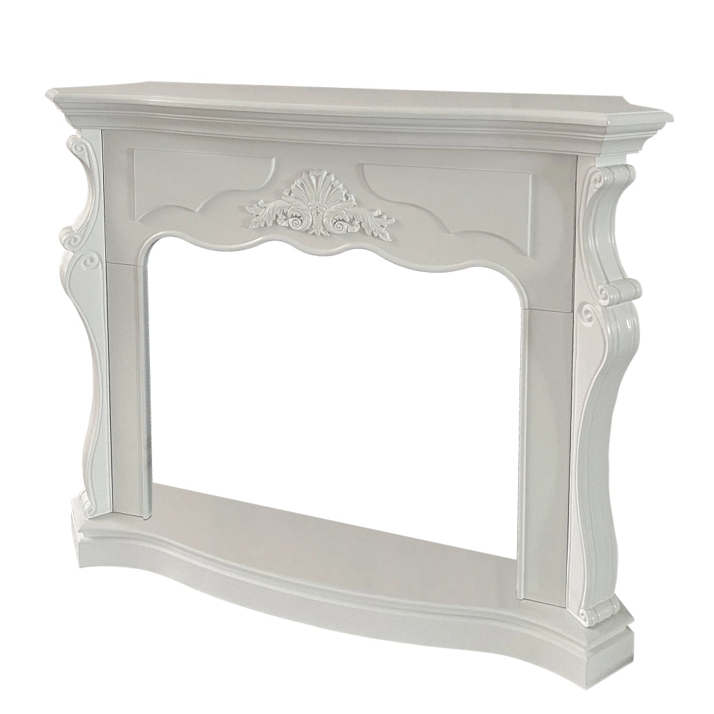 Cornice per Camino 123x39x100 cm Parigi Rivestimento in Legno Bianco