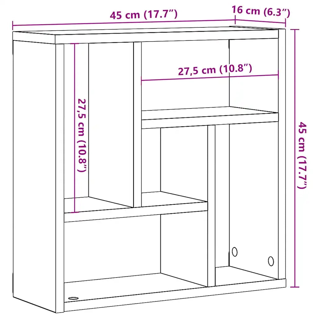 Scaffale a parete | Ripiano a parete | Mensola a parete Rovere Artigianale 45x16x45 cm in Truciolato