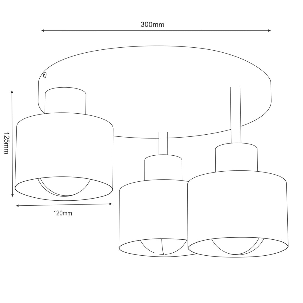 Lampada da soffitto 3 luci beige oro metallo E27 Parkla