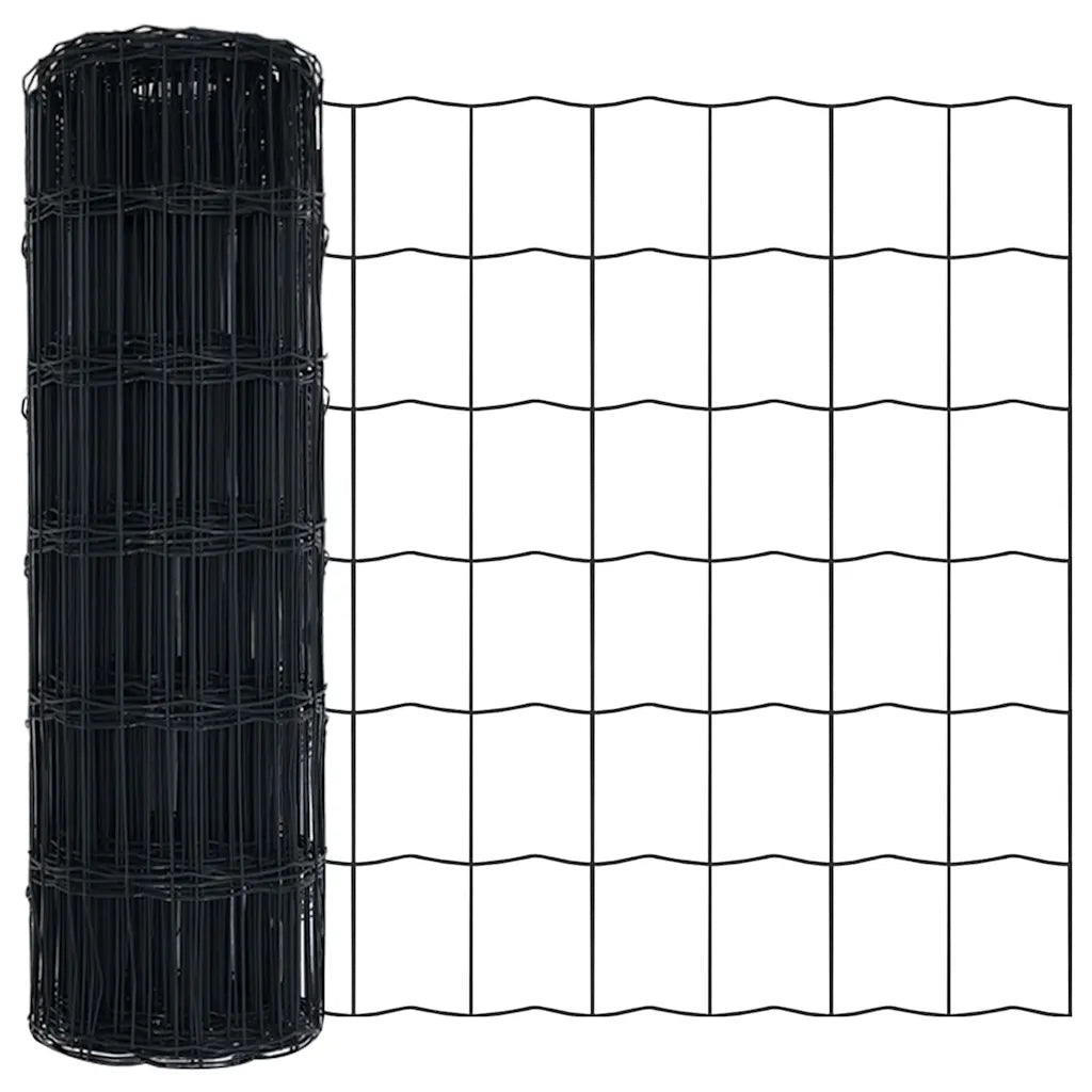 Recinzione con Posto Grigio 0,6 x 25 m Acciaio e PVC 3350682