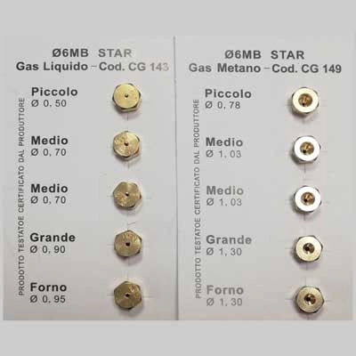 SET 5 UGELLI GAS PER CUCINA  Gpl     MADE IN ITALY