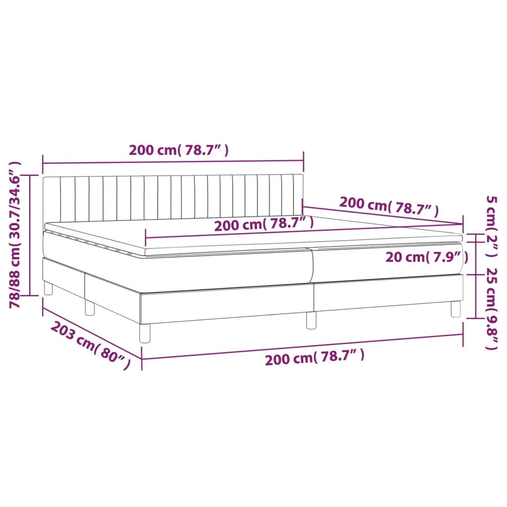 Letto a Molle Materasso e LED Blu 200x200cm in Tessuto 3133347