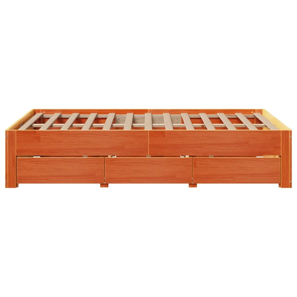 Letto matrimoniale | Letto per adulti | Giroletto senza Materasso con Cassetti Marrone Cera 120x190 cm