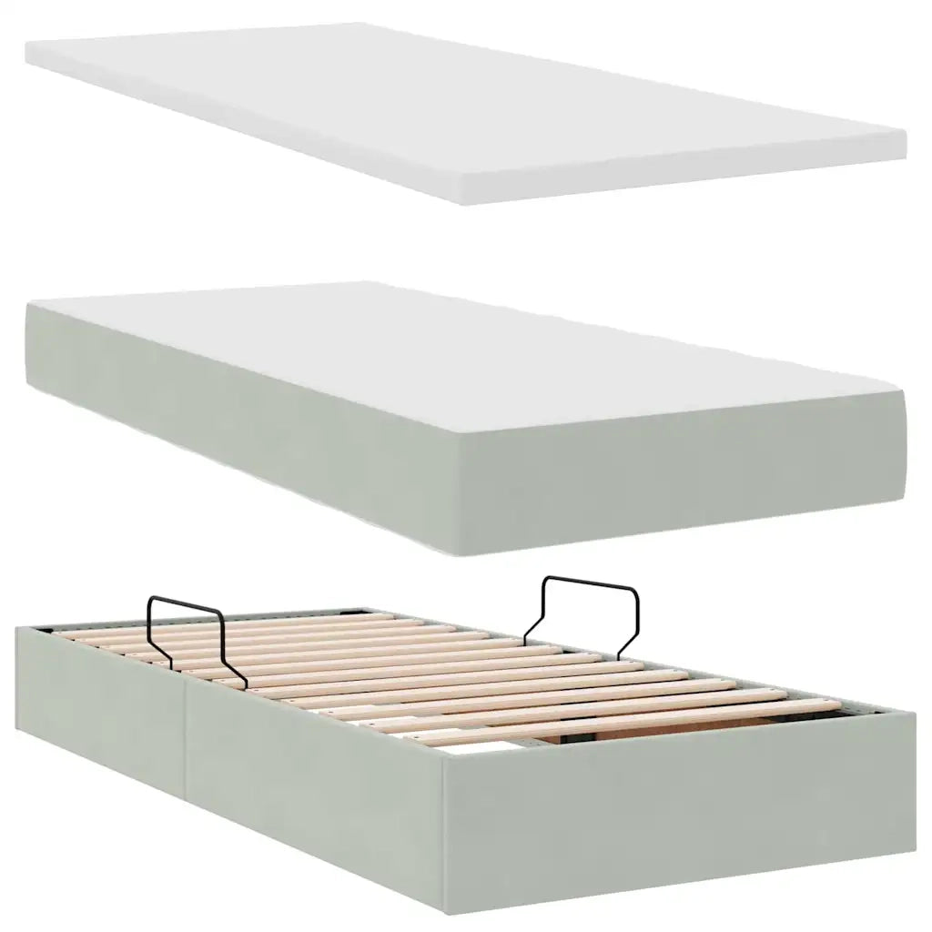 Letto con contenitore e materasso Grigio chiaro 90 x 200 cm 3371943