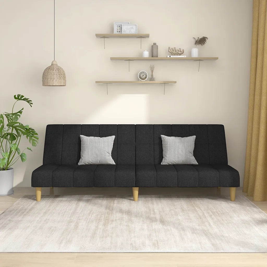 Divano letto | Sof¨¤ letto | Letto singolo a 2 Posti Nero in Tessuto
