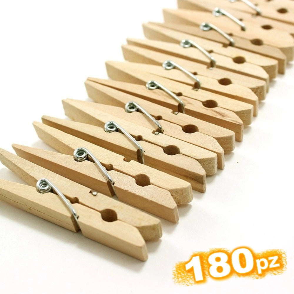 Trade Shop - 180 Mollette Per Decorazioni Bucato Panni Legno Stendino Lavaggio Decoupage -