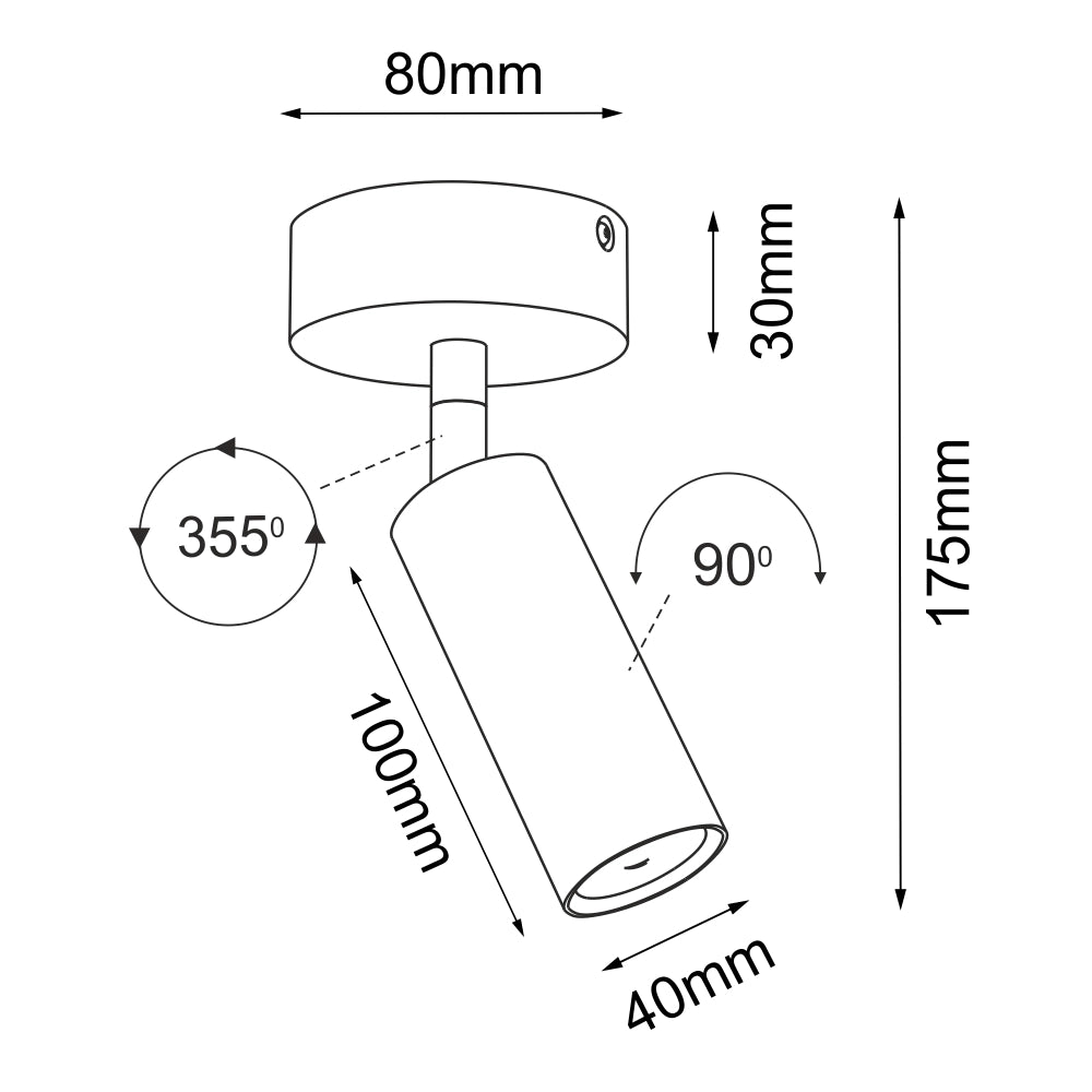 Faretto soffitto tondo nero orientabile GU10 4W POINT