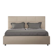 Letto queen size senza rete imbottito 150x200 similpelle tortora Mika