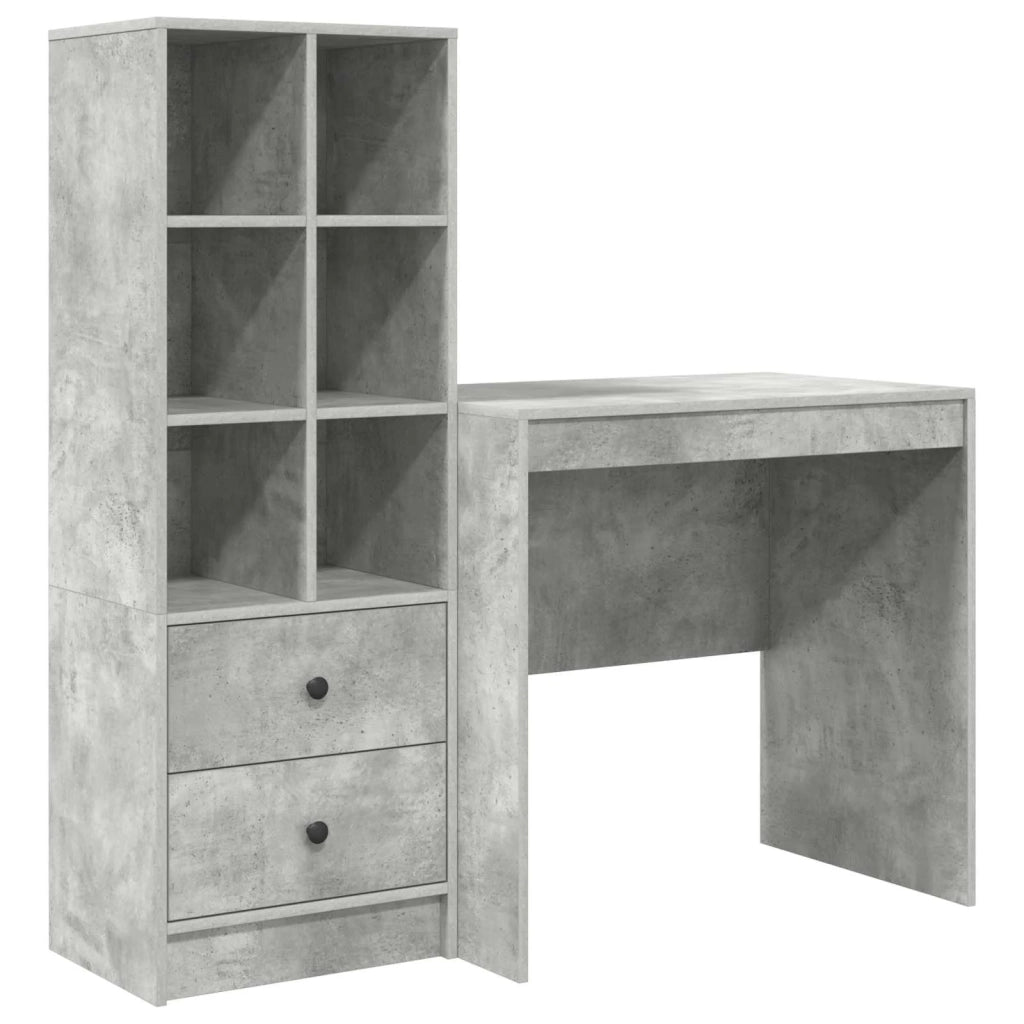 Scrivania con cassetto con lo scaffale 2 pcs Grigio cemento 3337356