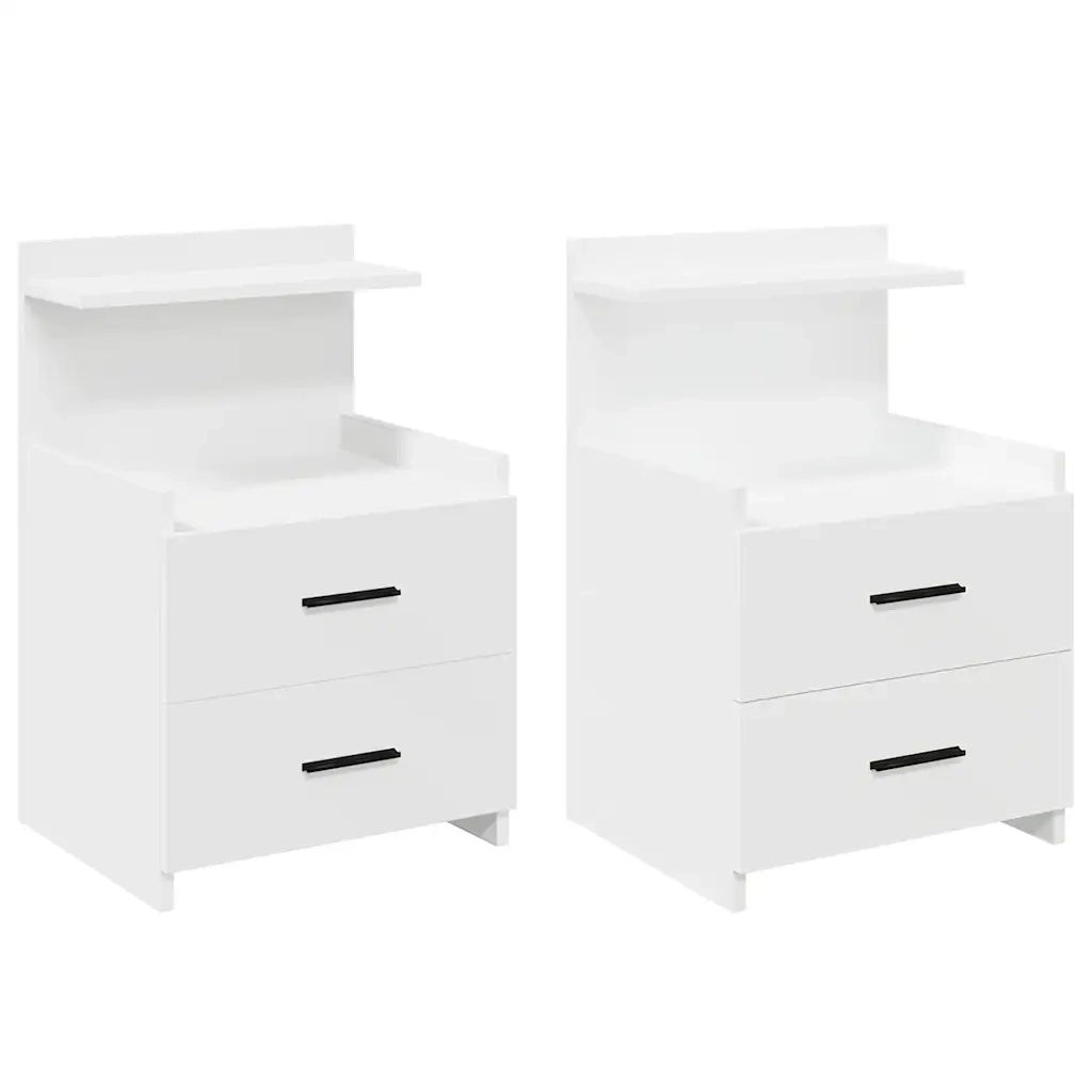 Comodini 2 pz con 2 cassetti bianchi 40x36,5x62 cm 858633