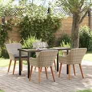 Set da Pranzo per Giardino 5 pcs Grigio chiaro polyrattan