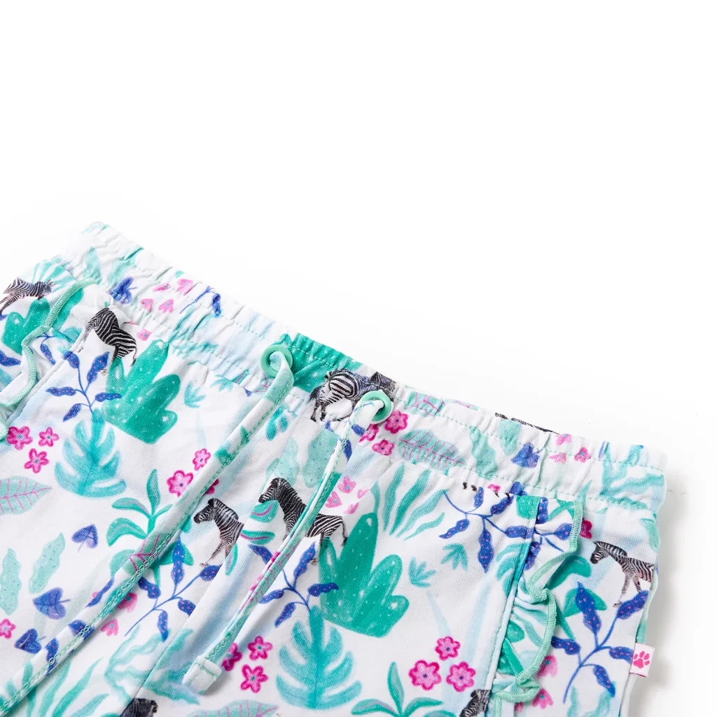 Pantaloncini per Bambini con Coulisse Ecru e Menta Scuro 140 11433