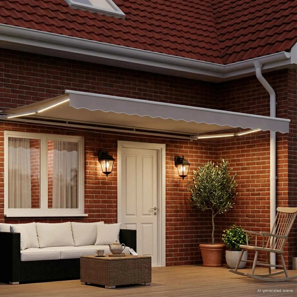 Cornice per Tenda Manuale con LED Bianco 4,5 × 3,5 m Alluminio 42024803