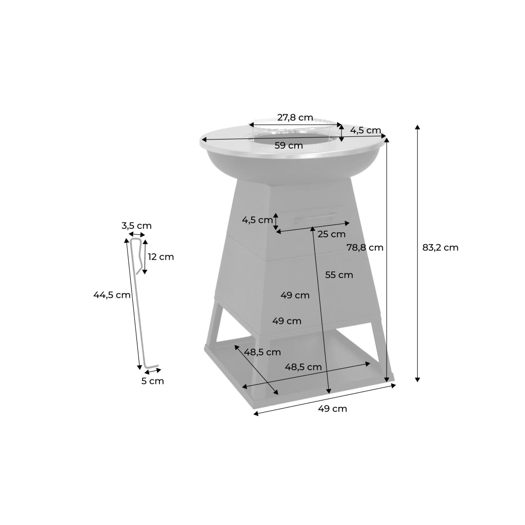 Braciere barbecue con spazio di stoccaggio, ø59cm , nero
