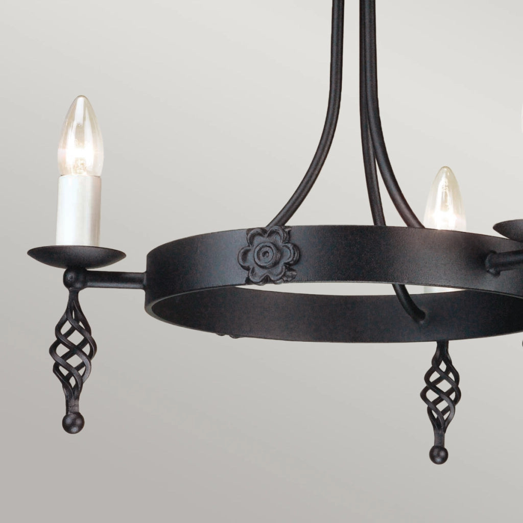 Lampadario retro Belfry nero in ferro Ø48 3xE14 Elstead