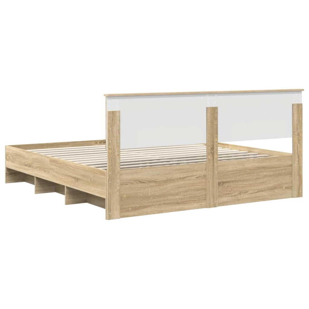 Letto matrimoniale | Letto per adulti | Struttura del letto con testiera Rovere Sonoma 200 x 200 cm