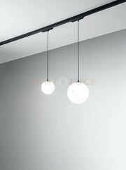 Sospensione in vetro opale nero opaco cavo tessuto nero Binario LED 15W 3000K CRI?82 220-240V 1050Lm