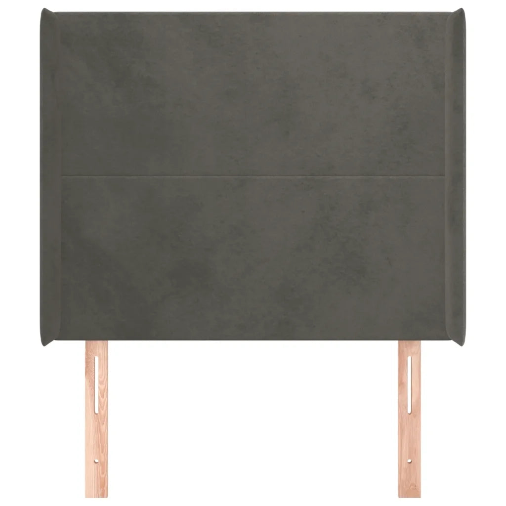 Testiera ad Orecchio-Testata con Orecchie Grigio Scuro 83x16x118/128 cm in Velluto 587146