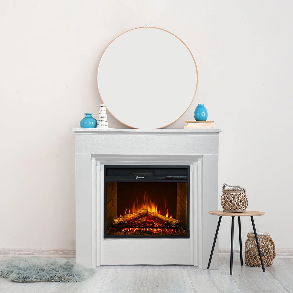 Camino Elettrico da Terra 96x35x96 cm Bellini in Legno Bianco