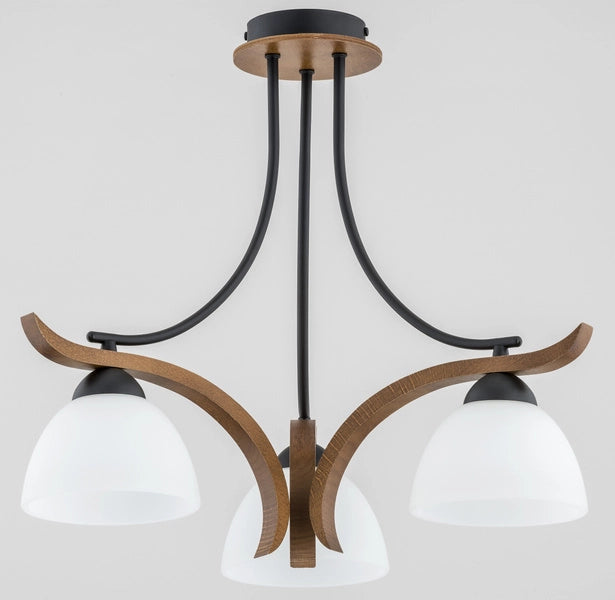 Lampadario Alfa Bafia 3 luci E27 60W legno metallo