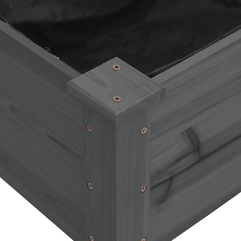 Fioriera Giardino con Fodera Grigia 120x45x25cm Massello Abete 364288