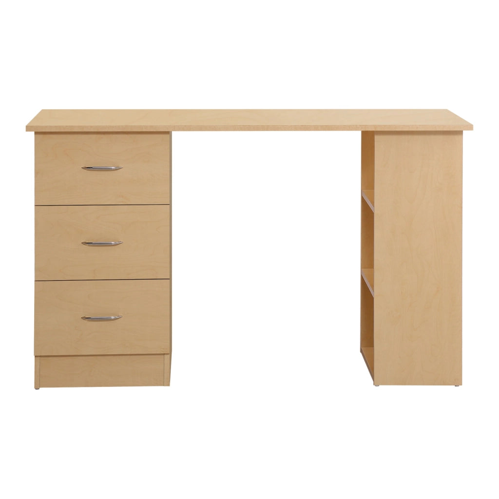 Scrivania con ripiani e cassetti ¨C zephmum ¨C Legno chiaro 120x50x75